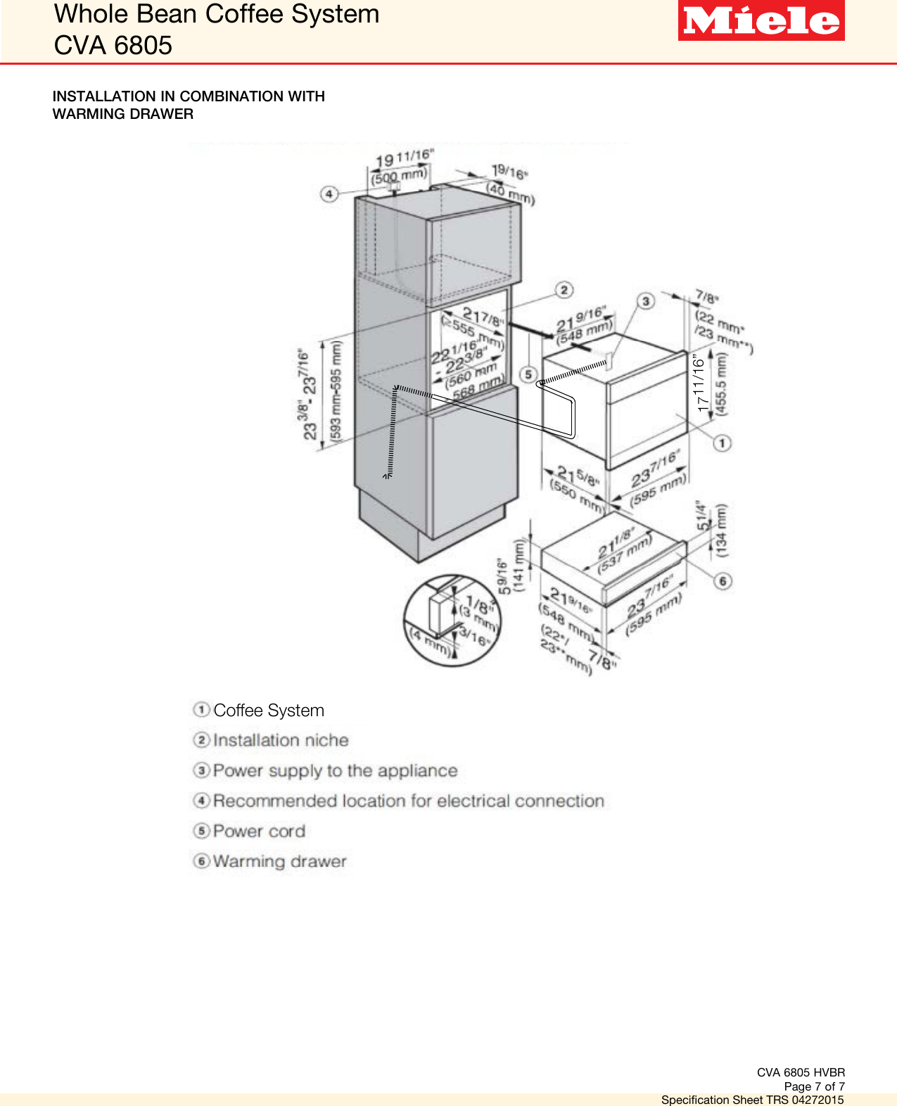 Page 7 of 7 - Miele Miele-Cva-6805-Plumbed-Built-In-Specification-Sheet-  Miele-cva-6805-plumbed-built-in-specification-sheet