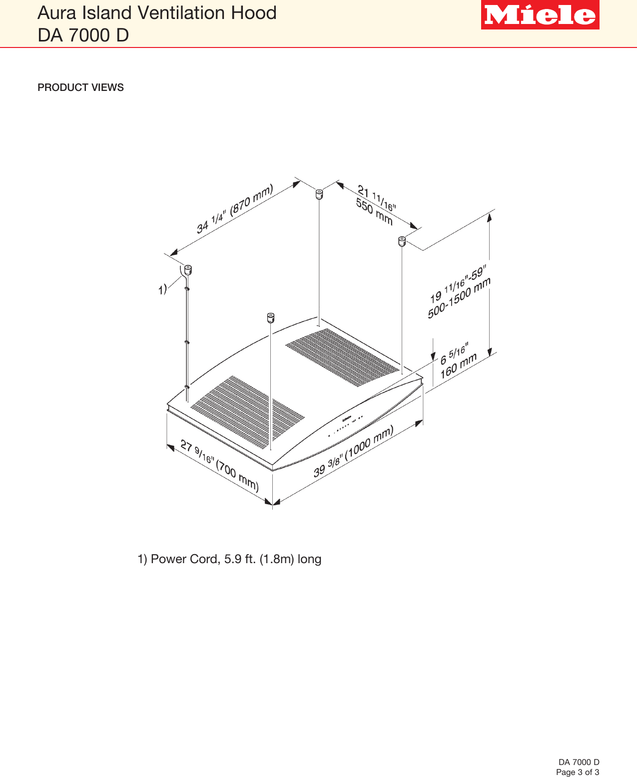 Page 3 of 3 - Miele Miele-Da-7000-D-Aura-Specification-Sheet-  Miele-da-7000-d-aura-specification-sheet