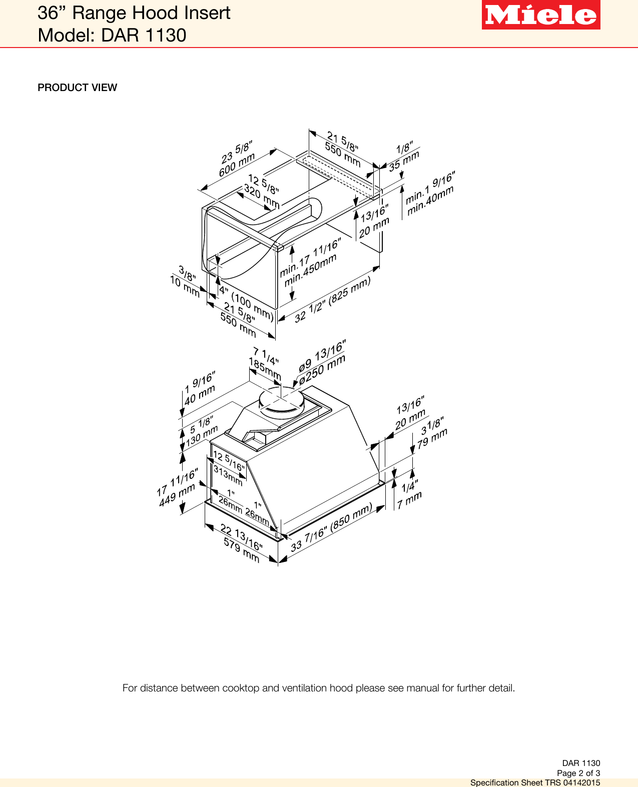 Page 2 of 3 - Miele Miele-Dar-1130-Specification-Sheet-  Miele-dar-1130-specification-sheet