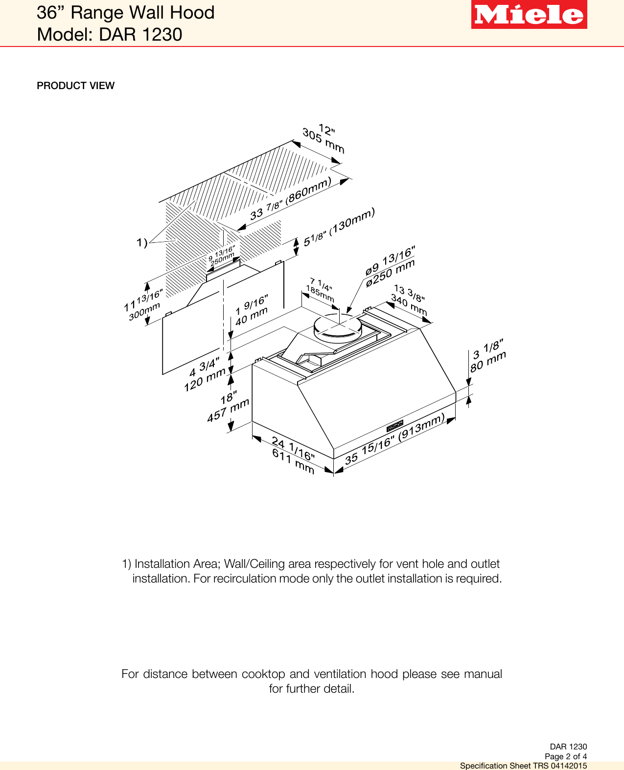 Page 2 of 4 - Miele Miele-Dar-1230-Specification-Sheet-  Miele-dar-1230-specification-sheet