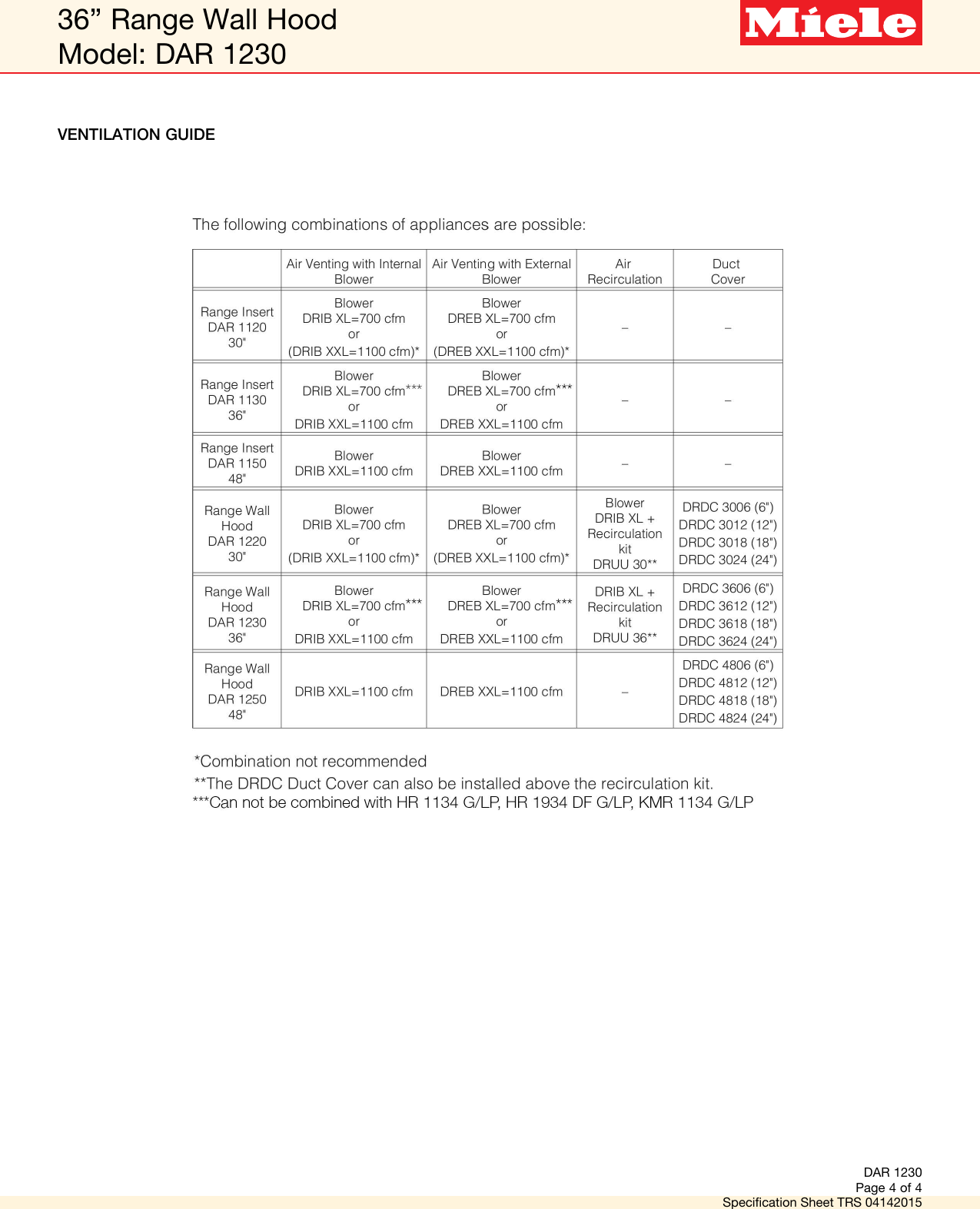 Page 4 of 4 - Miele Miele-Dar-1230-Specification-Sheet-  Miele-dar-1230-specification-sheet