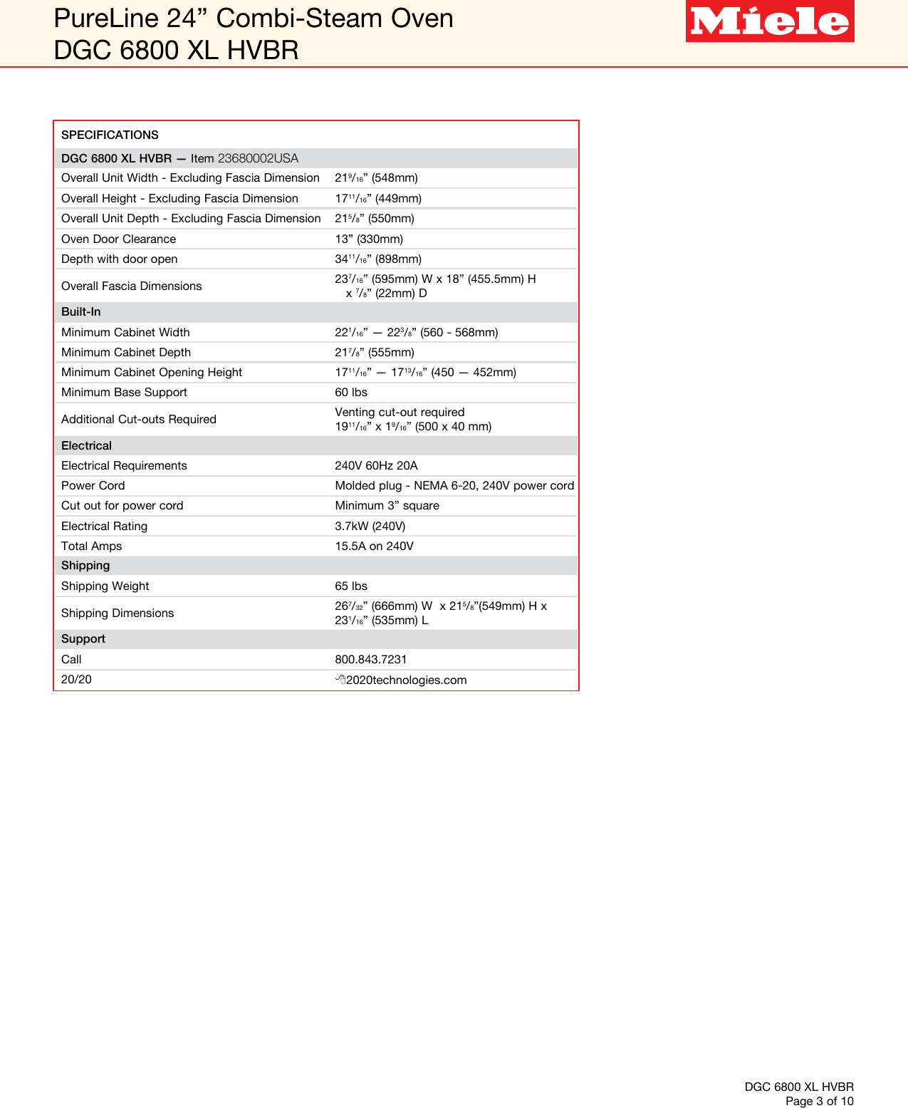 Page 3 of 10 - Miele Miele-Dgc-6800-Xl-Specification-Sheet-  Miele-dgc-6800-xl-specification-sheet