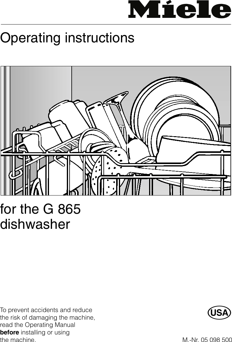 Miele Dishwasher G 865 Users Manual