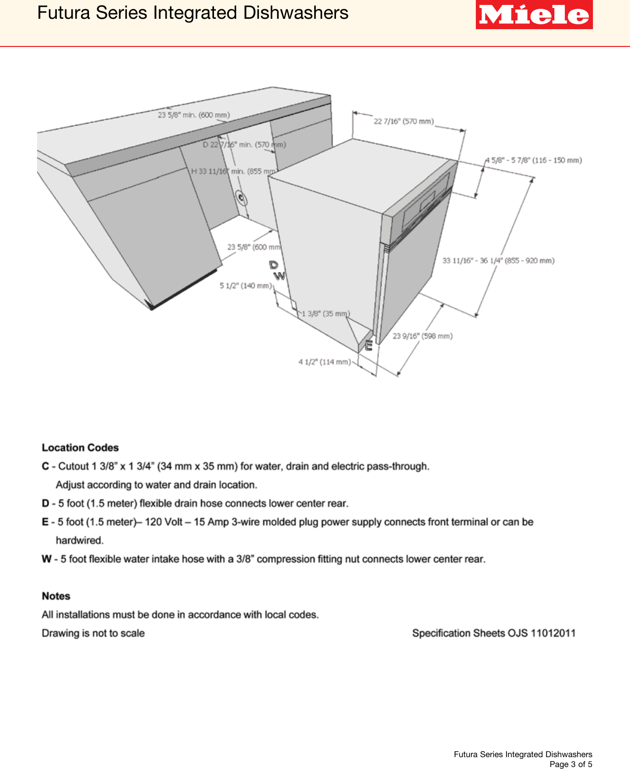 Page 3 of 5 - Miele Miele-G-5605-Sci-Futura-Dimension-Series-Specification-Sheet-  Miele-g-5605-sci-futura-dimension-series-specification-sheet