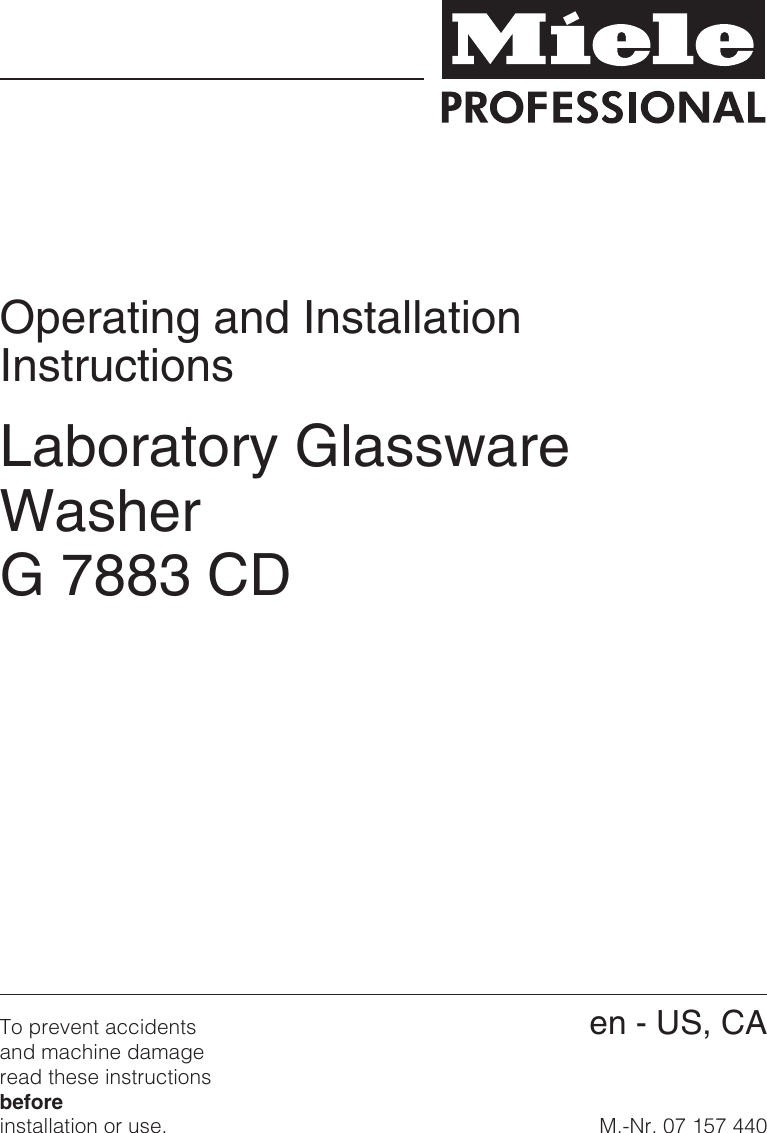 Miele G 7883 Cd Users Manual S