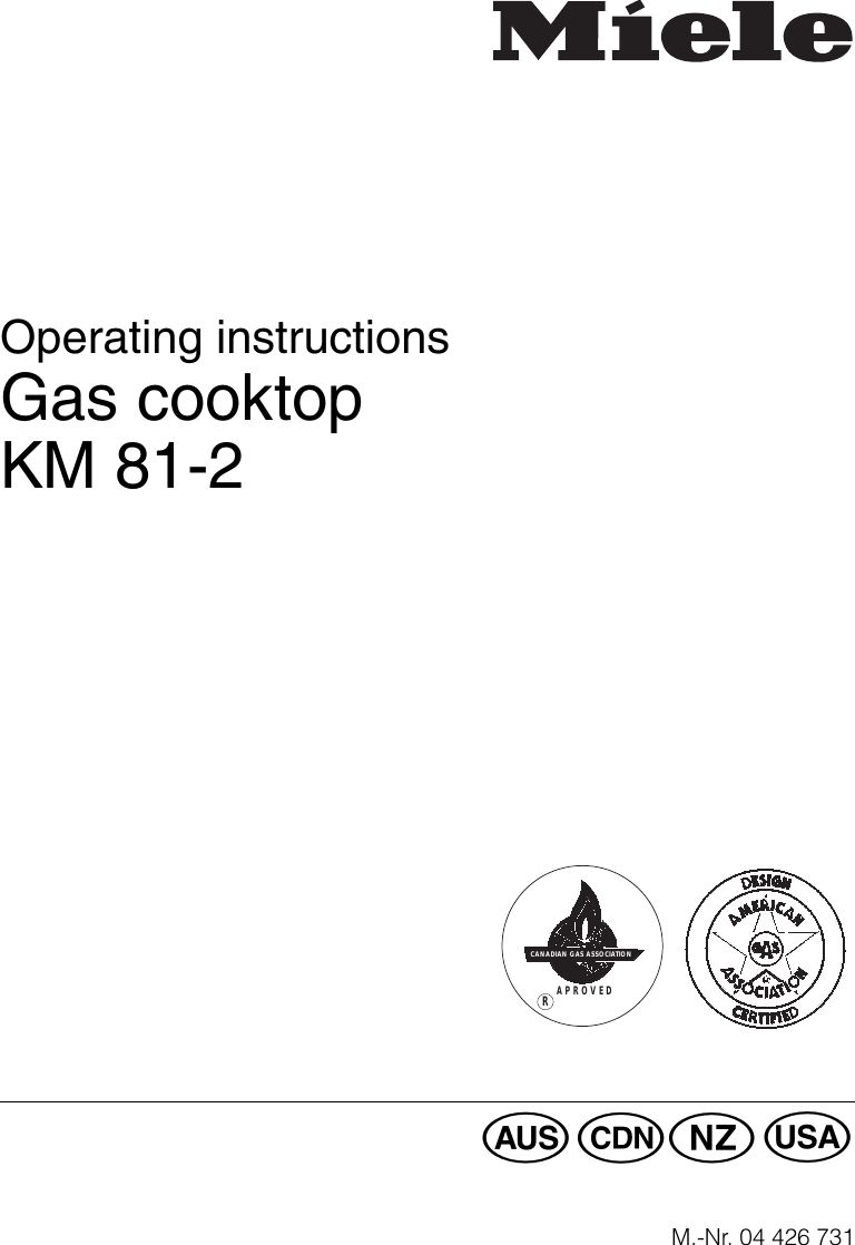 Miele Gas Km 81 2 Users Manual