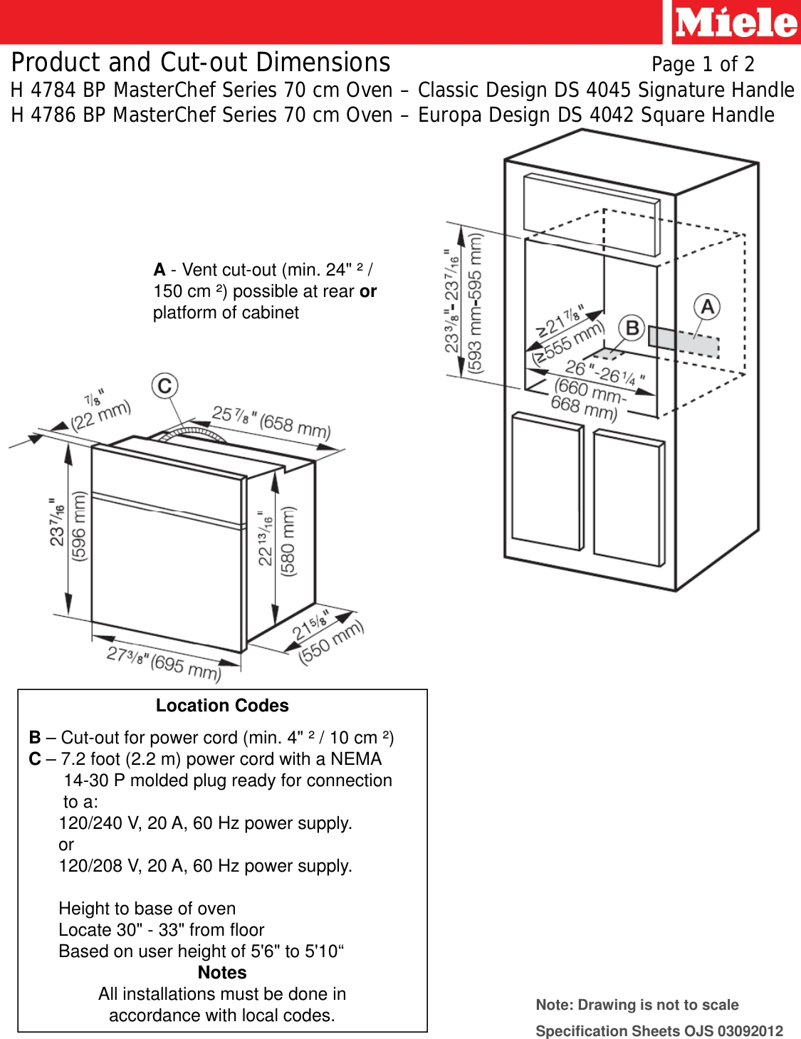 Page 1 of 2 - Miele Miele-H-4784-Bp-Specification-Sheet- Microsoft  - H4784BP+H4786BP_SpecificationSheet3.2012 [Compatibility Mode] Miele-h-4784-bp-specification-sheet