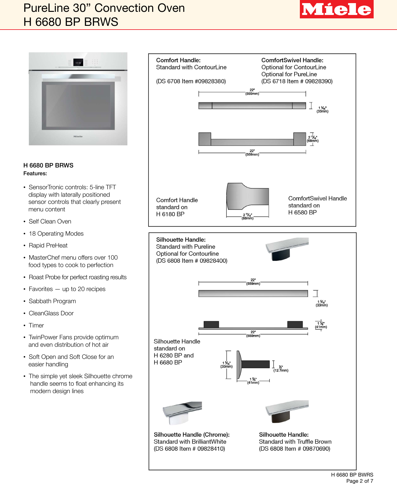 Page 2 of 7 - Miele Miele-H-6680-Bp-Specification-Sheet-  Miele-h-6680-bp-specification-sheet