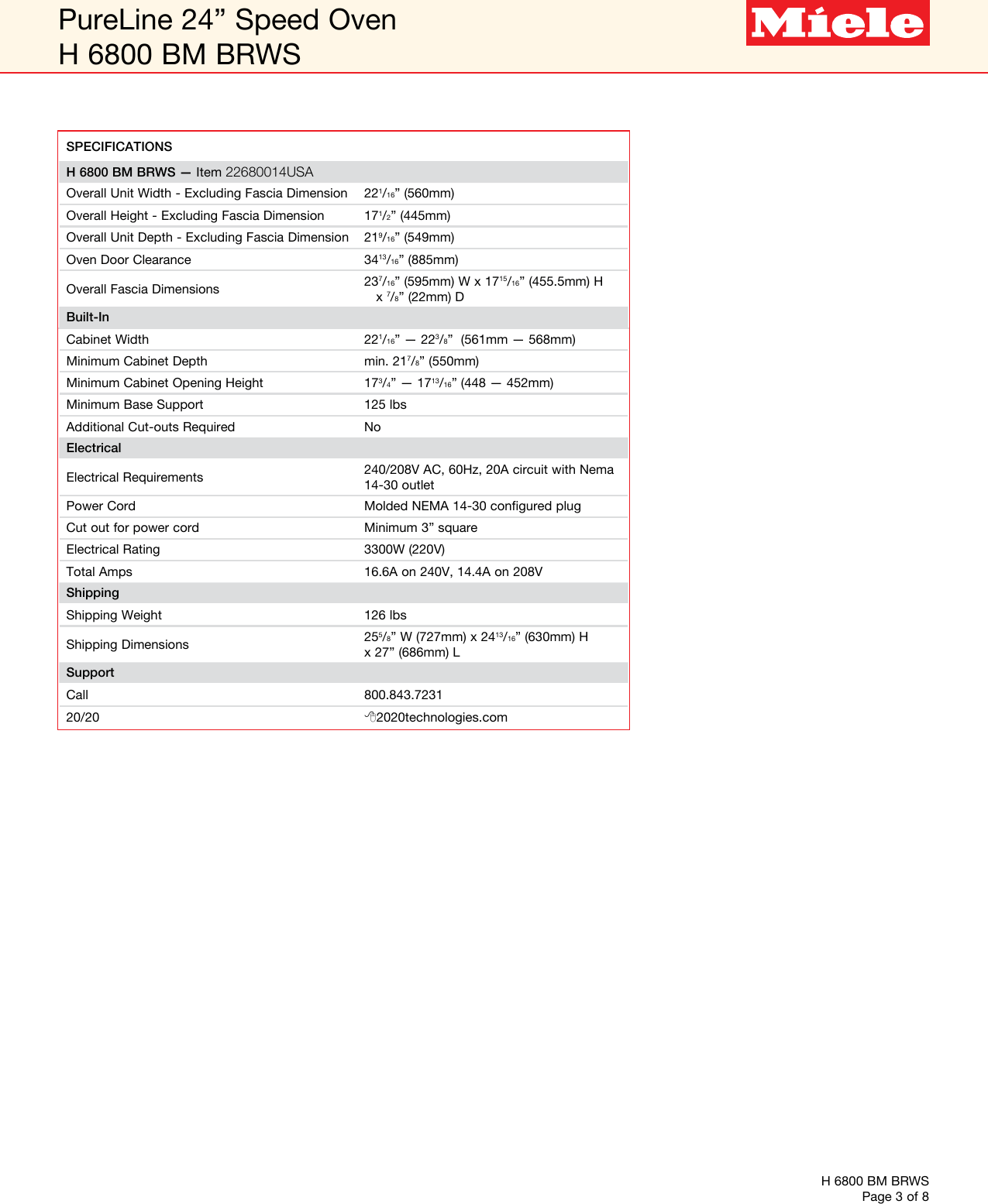 Page 3 of 10 - Miele Miele-H-6801-Bm-Specification-Sheet-  Miele-h-6801-bm-specification-sheet