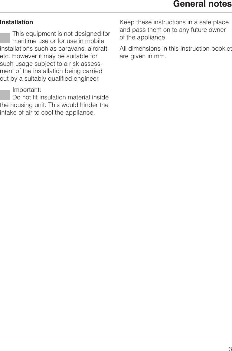 Page 3 of 12 - Miele H 399 B User Manual  To The 01d088c1-a2f8-4813-ae81-988c9617521e