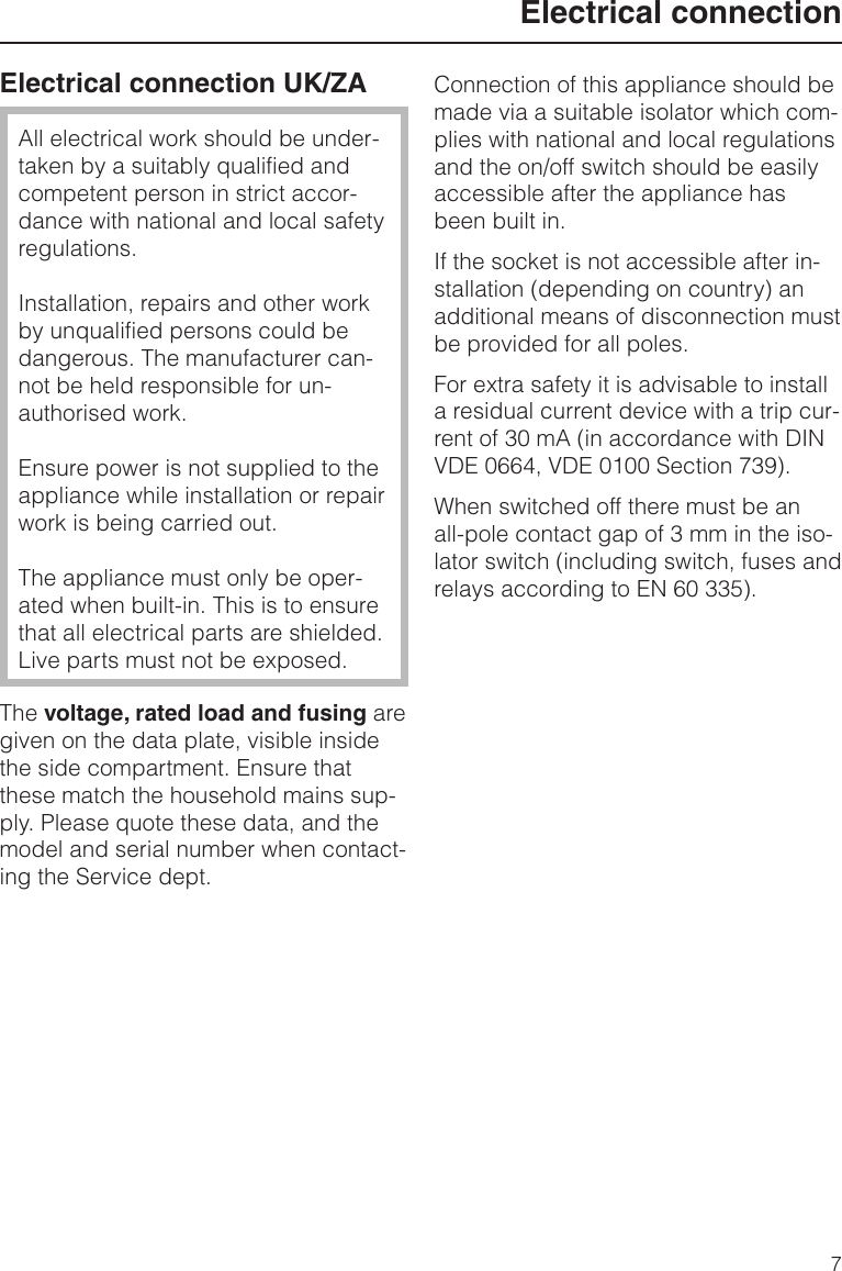 Page 7 of 12 - Miele H 399 B User Manual  To The 01d088c1-a2f8-4813-ae81-988c9617521e