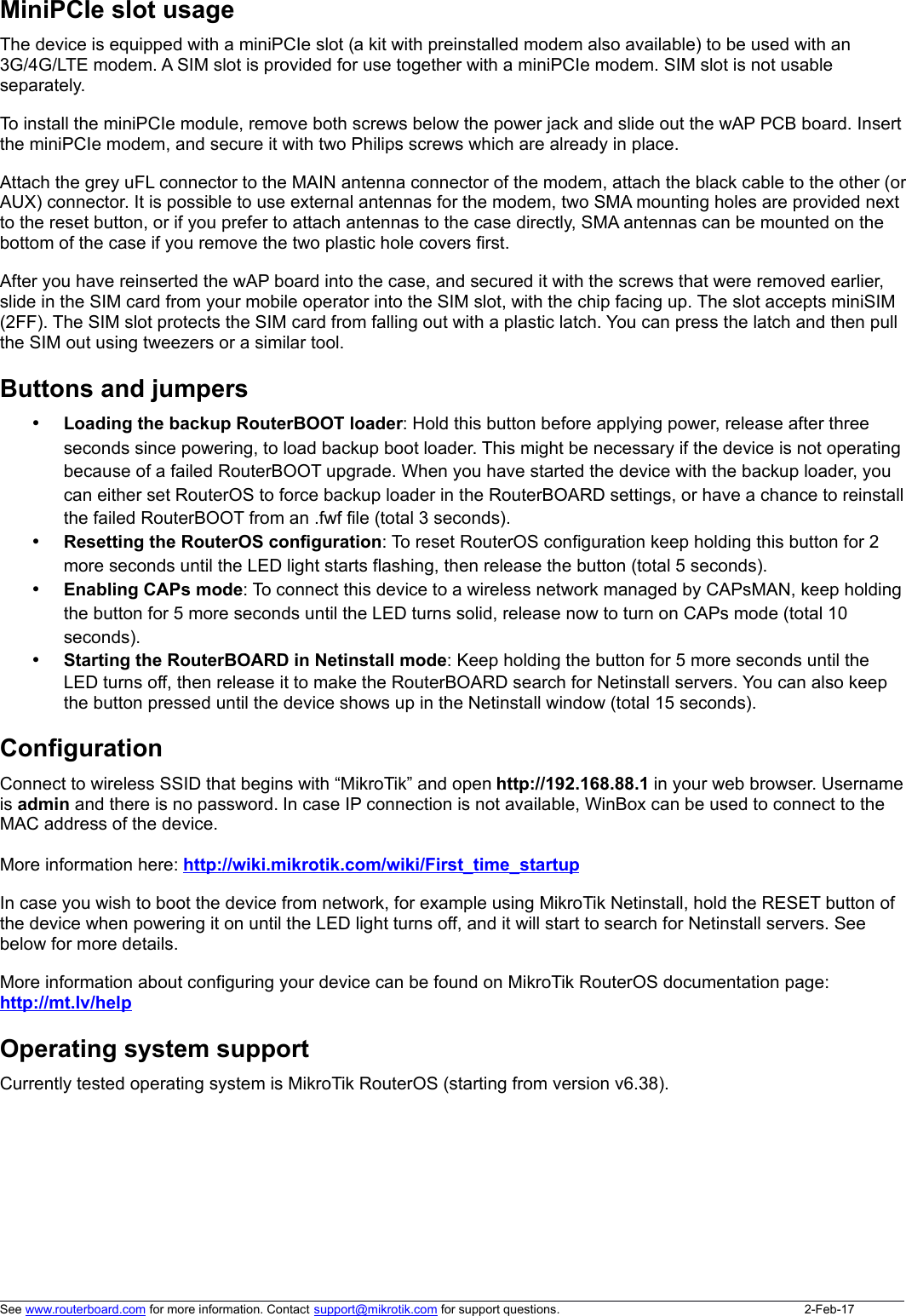 Page 2 of Mikrotikls SIA WAPR2ND Routerboard - Access Point User Manual 