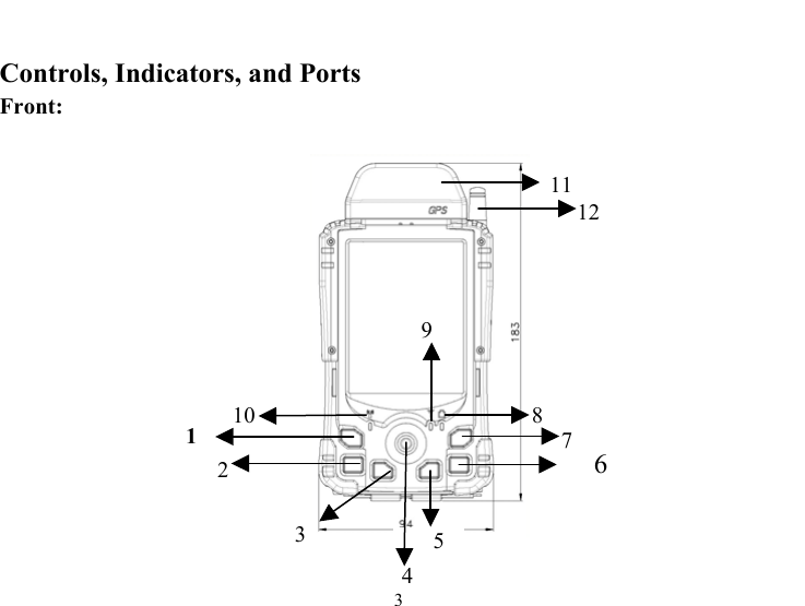  3  Controls, Indicators, and Ports Front:    12      3       546789101112