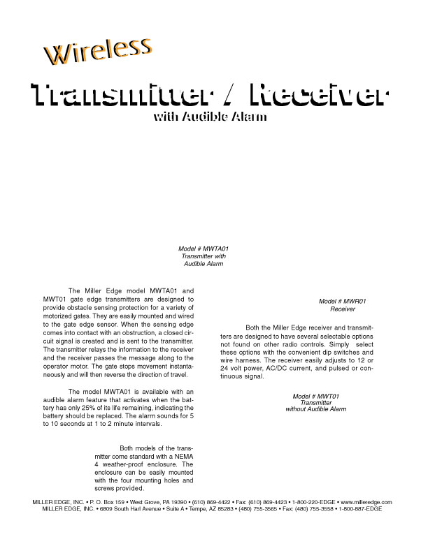 Gate Edge Transmitters User Manual