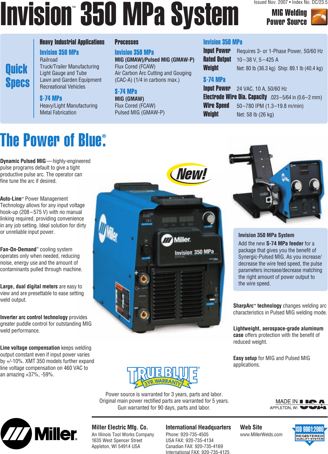 Page 1 of 8 - Miller-Electric Miller-Electric-350Mpa-Users-Manual- A DC23-5 Invision 350 MPa Sys  Miller-electric-350mpa-users-manual