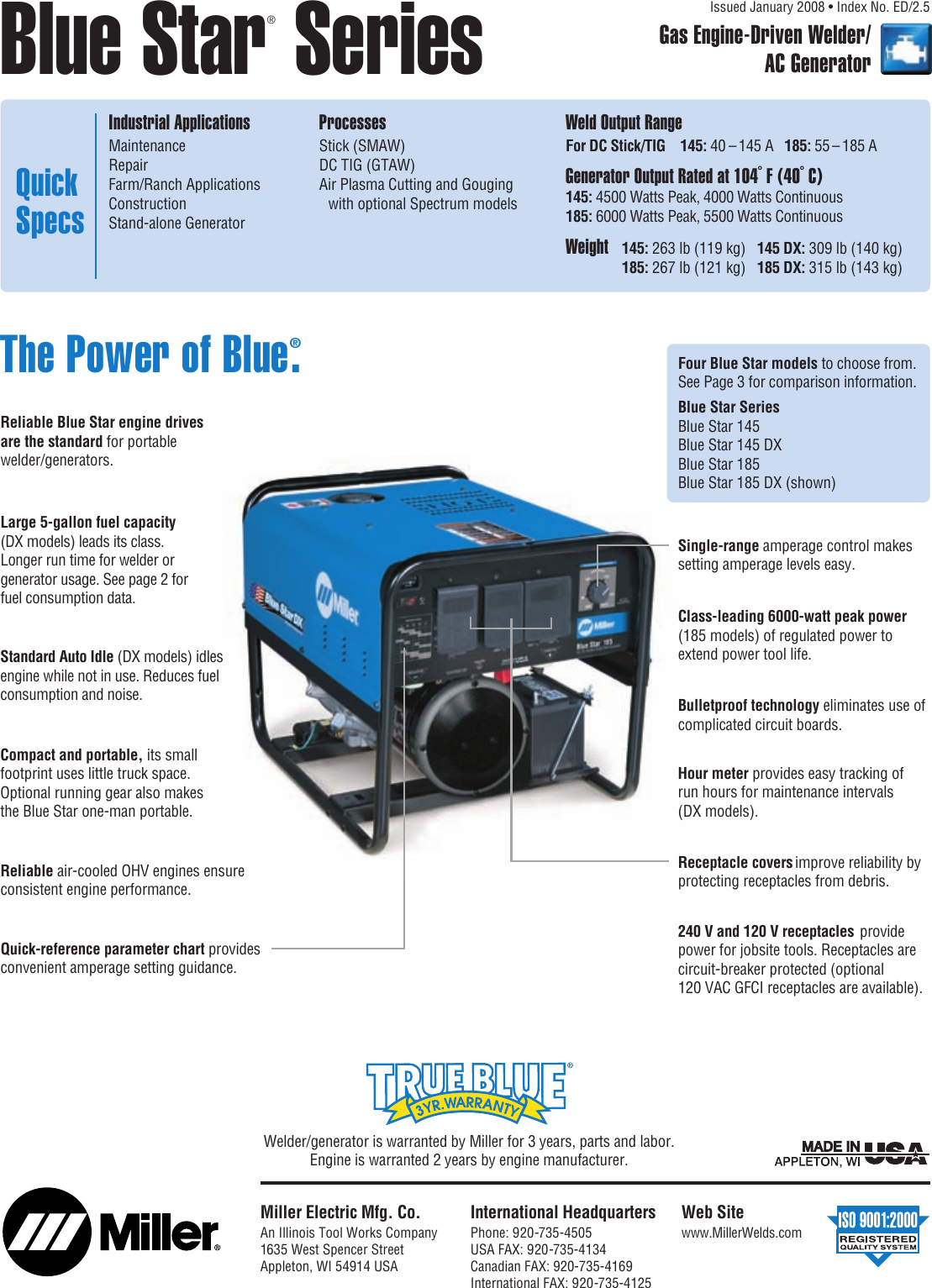 Page 1 of 4 - Miller-Electric Miller-Electric-Blue-Star-145-Users-Manual- A ED2-5 Blue Star Series  Miller-electric-blue-star-145-users-manual