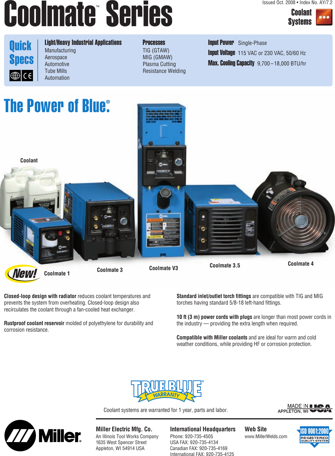 Page 1 of 8 - Miller-Electric Miller-Electric-Coolmate-1-Users-Manual- A AY7-2 Coolant Systems  Miller-electric-coolmate-1-users-manual