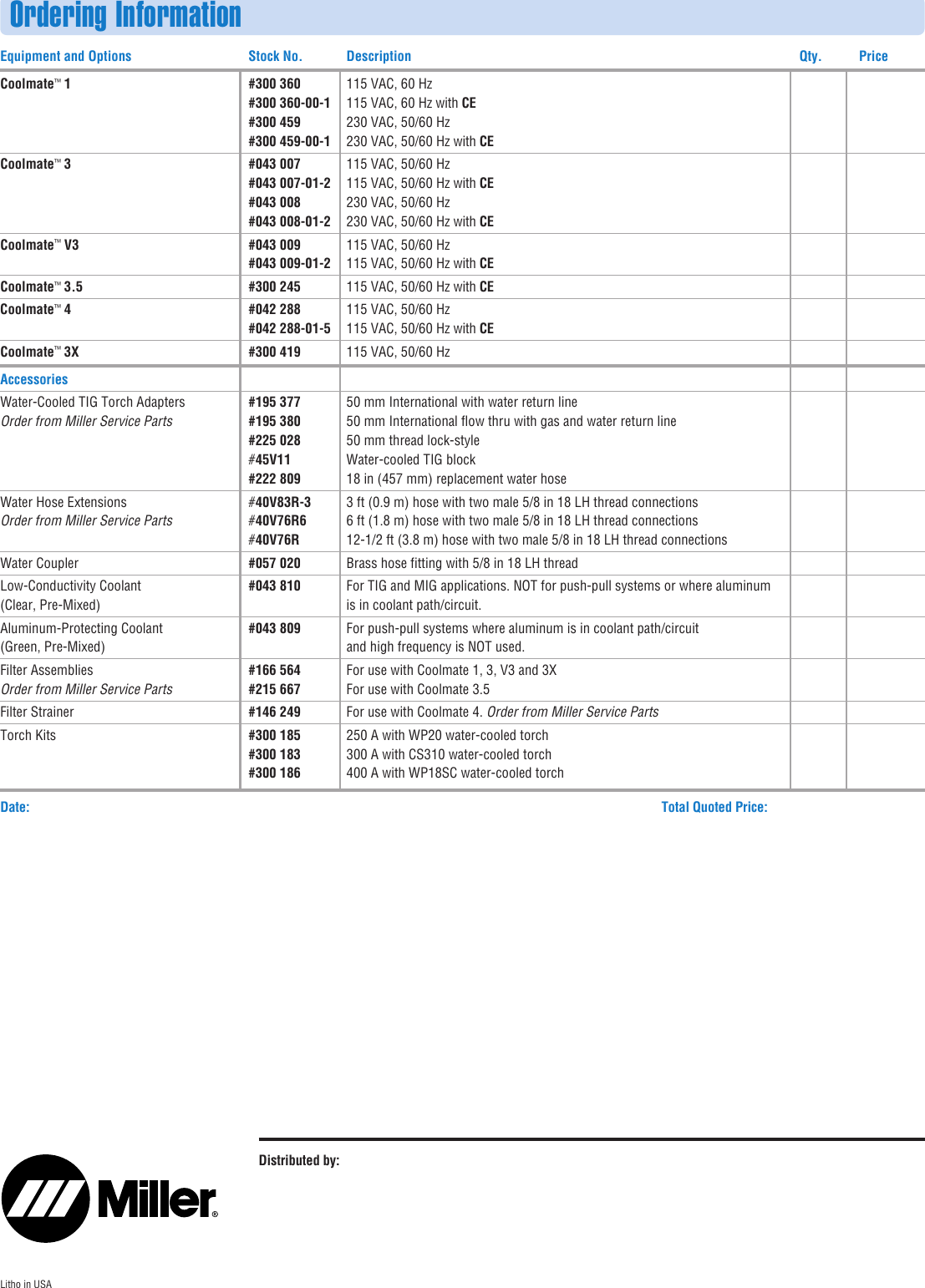 Page 8 of 8 - Miller-Electric Miller-Electric-Coolmate-1-Users-Manual- A AY7-2 Coolant Systems  Miller-electric-coolmate-1-users-manual