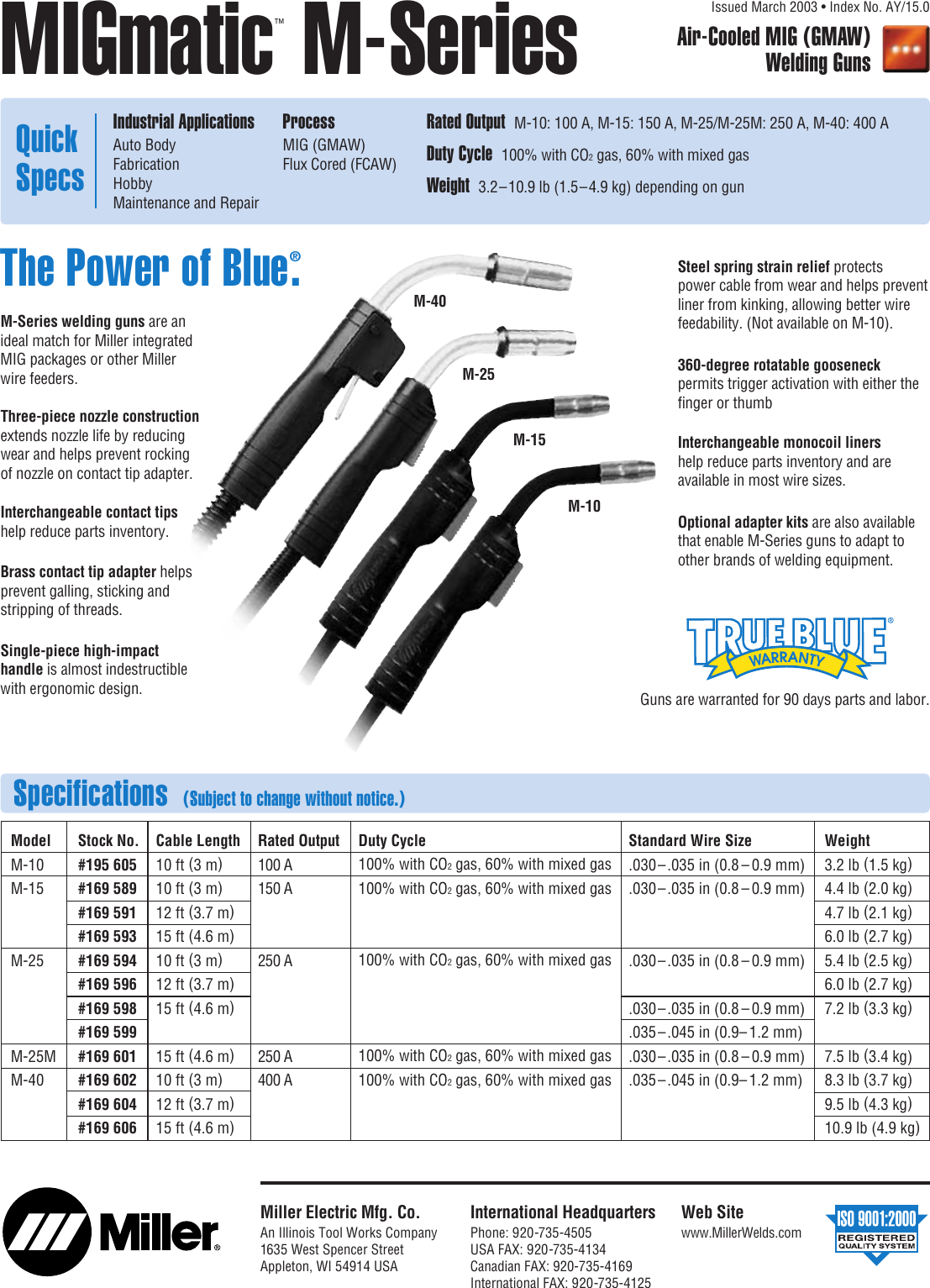 Page 1 of 2 - Miller-Electric Miller-Electric-M-Series-Users-Manual- A AY15-0 MIGmatic M-Series  Miller-electric-m-series-users-manual