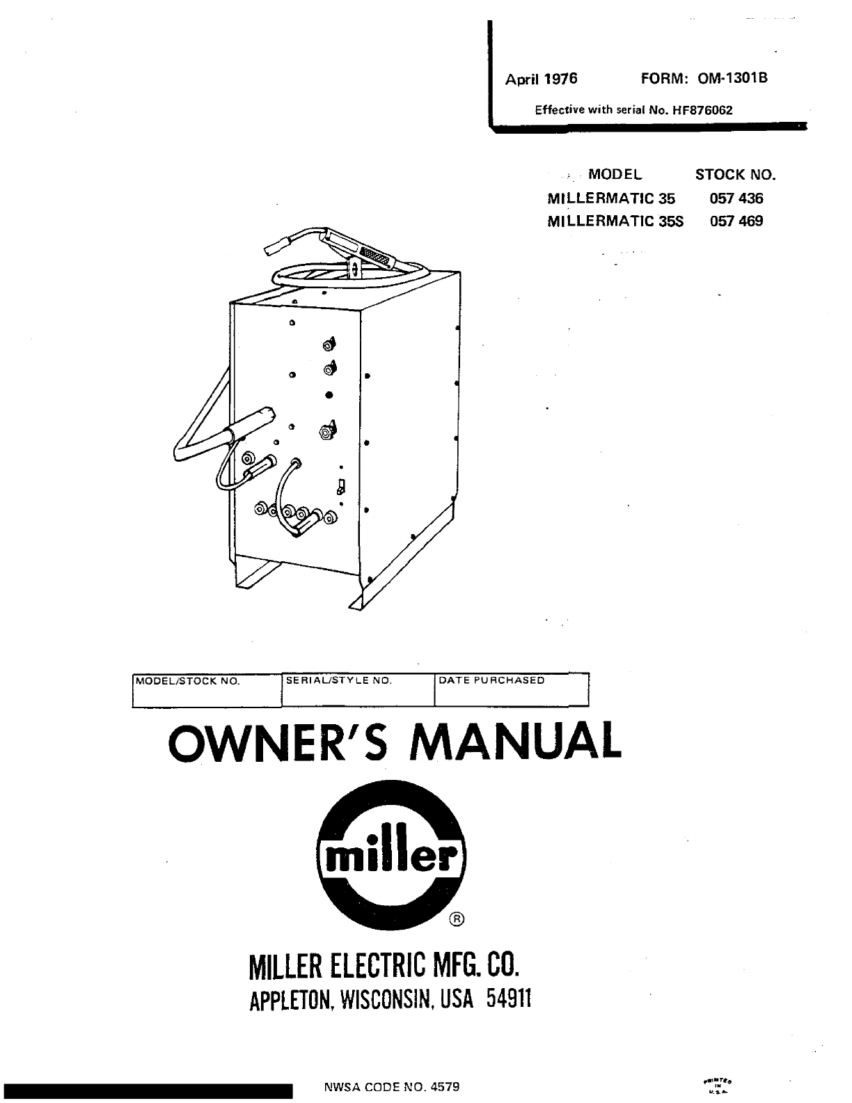 Miller Electric Millermatic 35 Owners Manual ManualsLib Makes It Easy