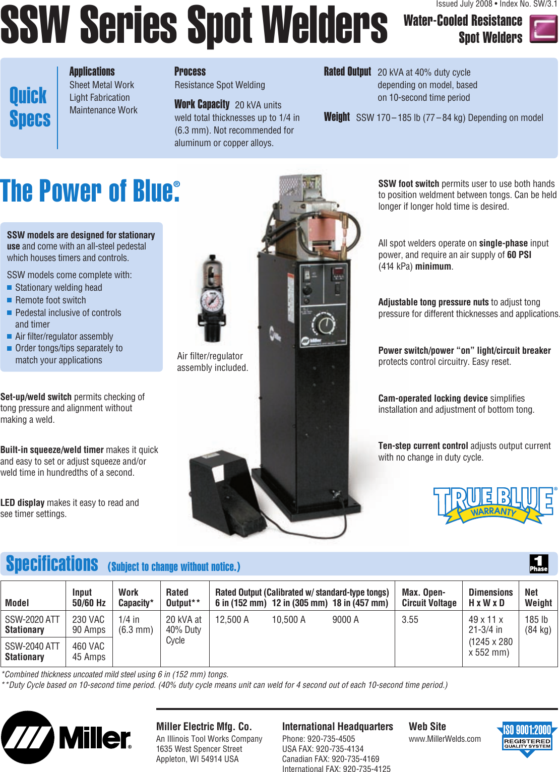 Page 1 of 4 - Miller-Electric Miller-Electric-Sw3-Users-Manual- A SW3-1 SSW Series  Miller-electric-sw3-users-manual