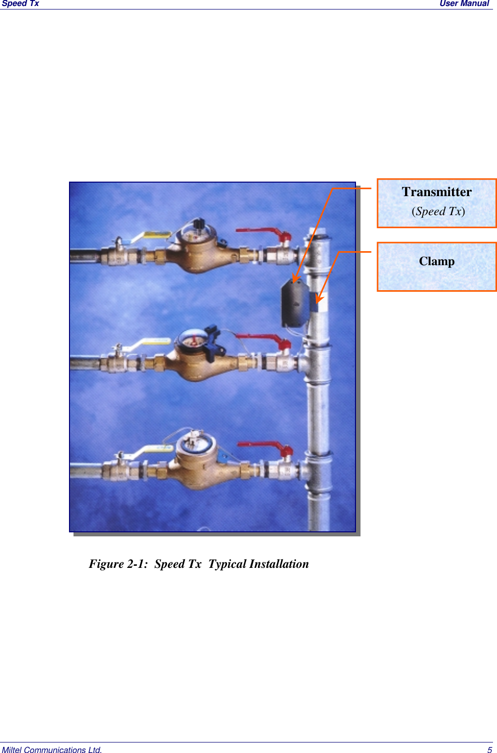 Speed Tx  User ManualMiltel Communications Ltd. 5                            Figure 2-1:  Speed Tx  Typical InstallationTransmitter (Speed Tx)Clamp