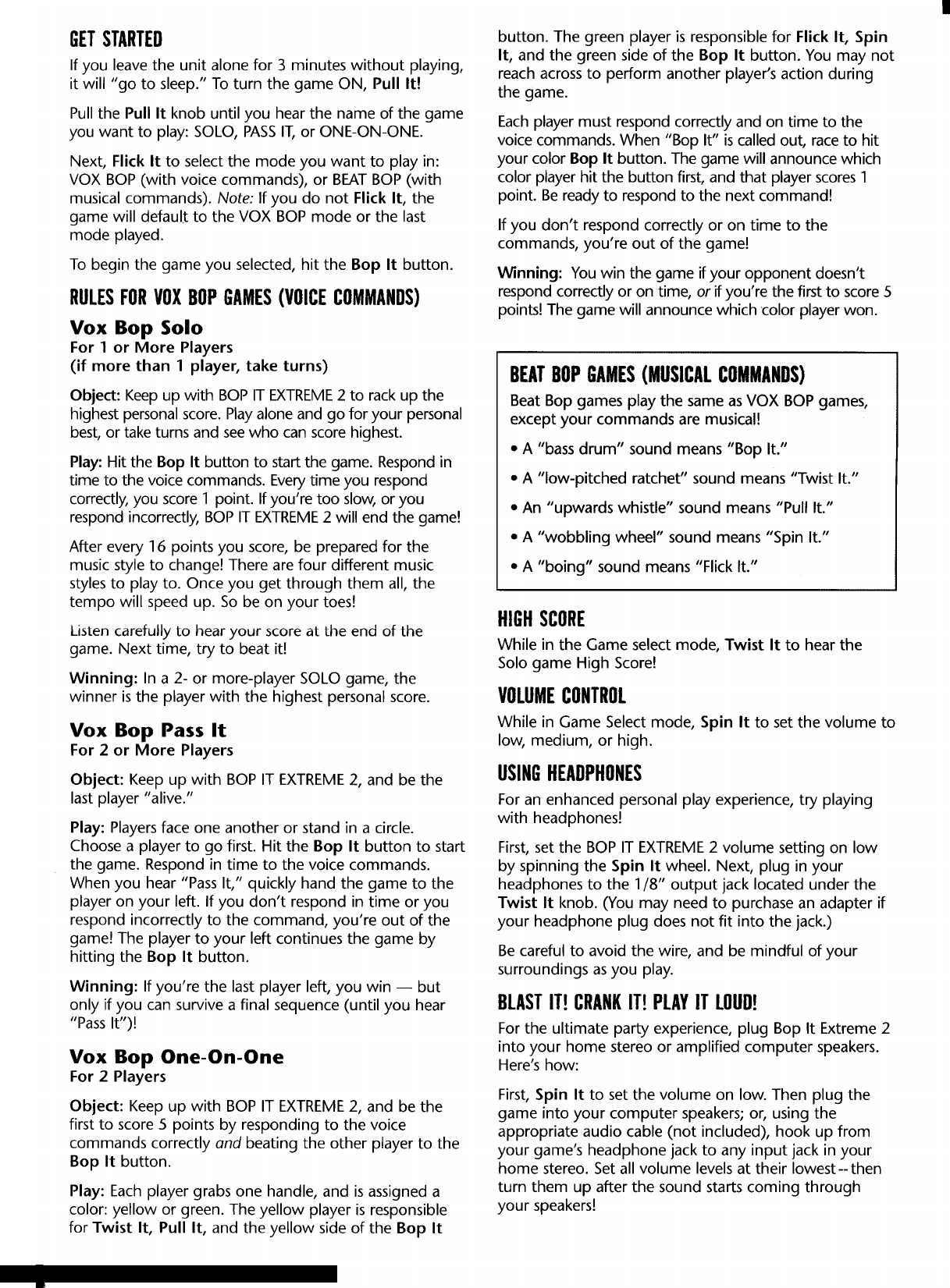 Milton Bradley Bop It Extreme 2 Instructions ManualsLib Makes Easy To