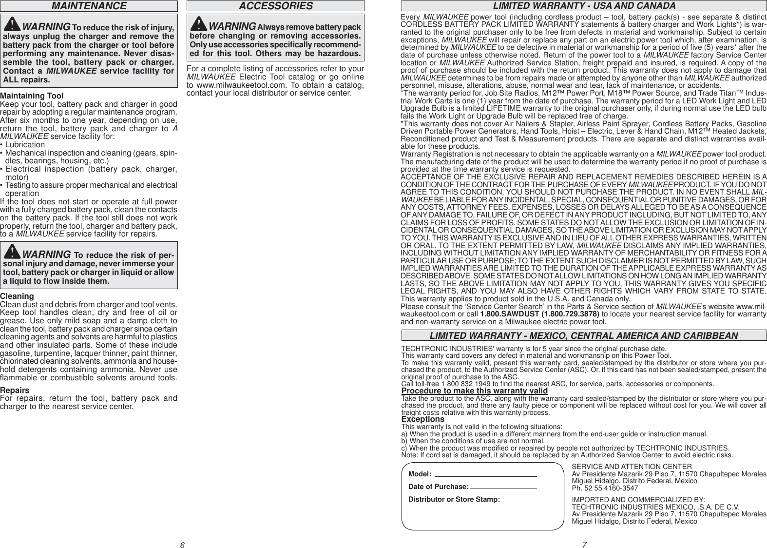 Page 4 of 11 - Milwaukee 2520-20 User Manual  To The 74de8c90-af47-4695-a551-9f6742b101e6