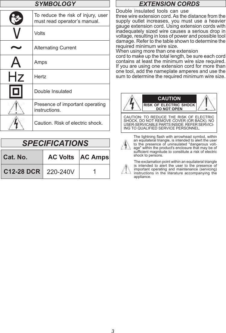 Page 3 of 8 - Milwaukee C12-28 DCR User Manual  To The 180159ba-fff1-4798-9c4e-db285bd9c1fb
