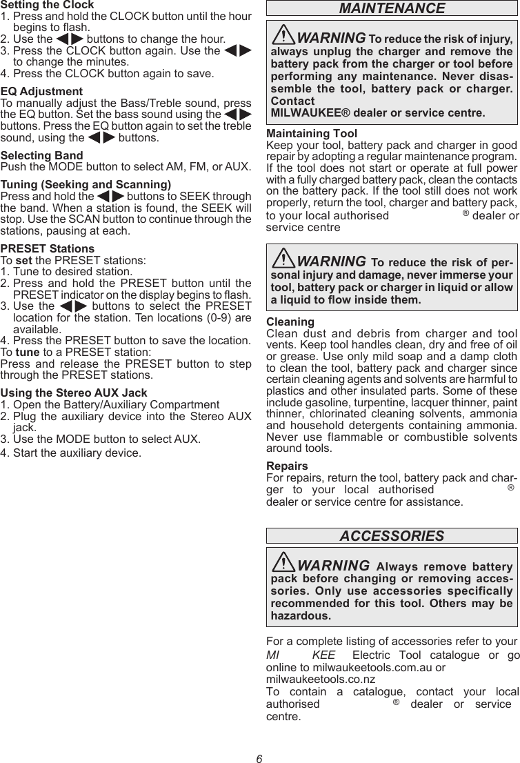 Page 6 of 8 - Milwaukee C12-28 DCR User Manual  To The 180159ba-fff1-4798-9c4e-db285bd9c1fb