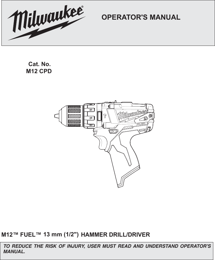 Page 1 of 12 - Milwaukee M12 Cpd User Manual  To The 83e30d32-6951-49eb-88f0-8bb7b72fffc3