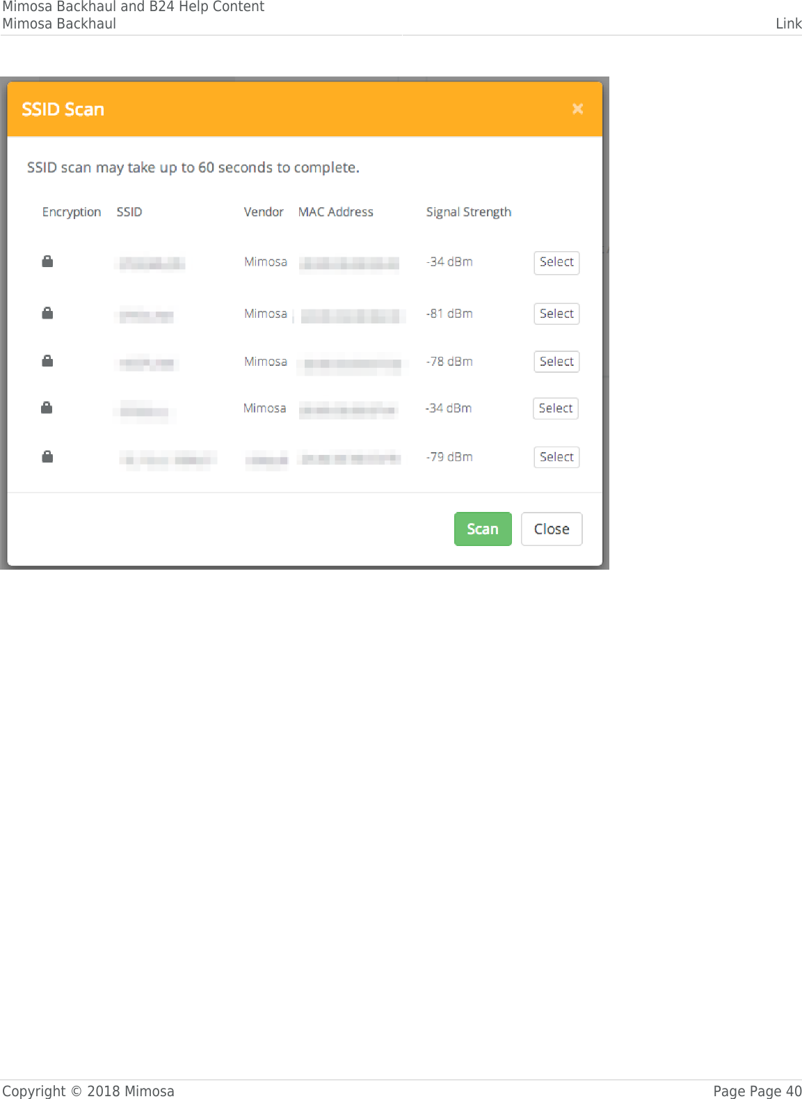 Mimosa Backhaul and B24 Help ContentMimosa Backhaul LinkCopyright © 2018 Mimosa Page Page 40