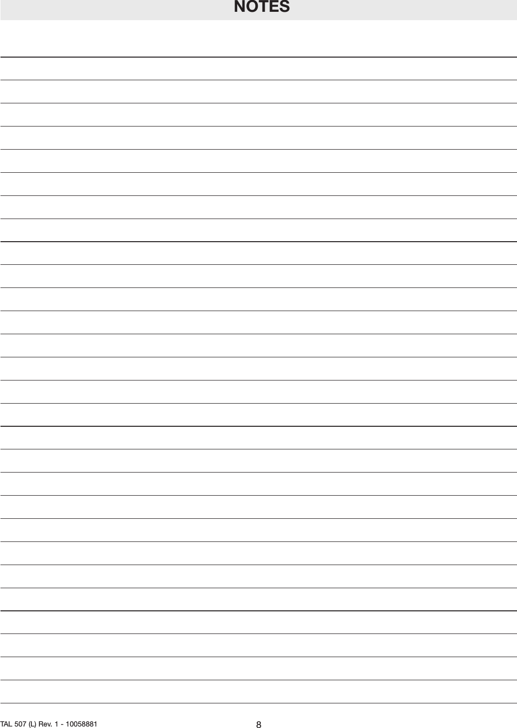 8TAL 507 (L) Rev. 1 - 10058881NOTES