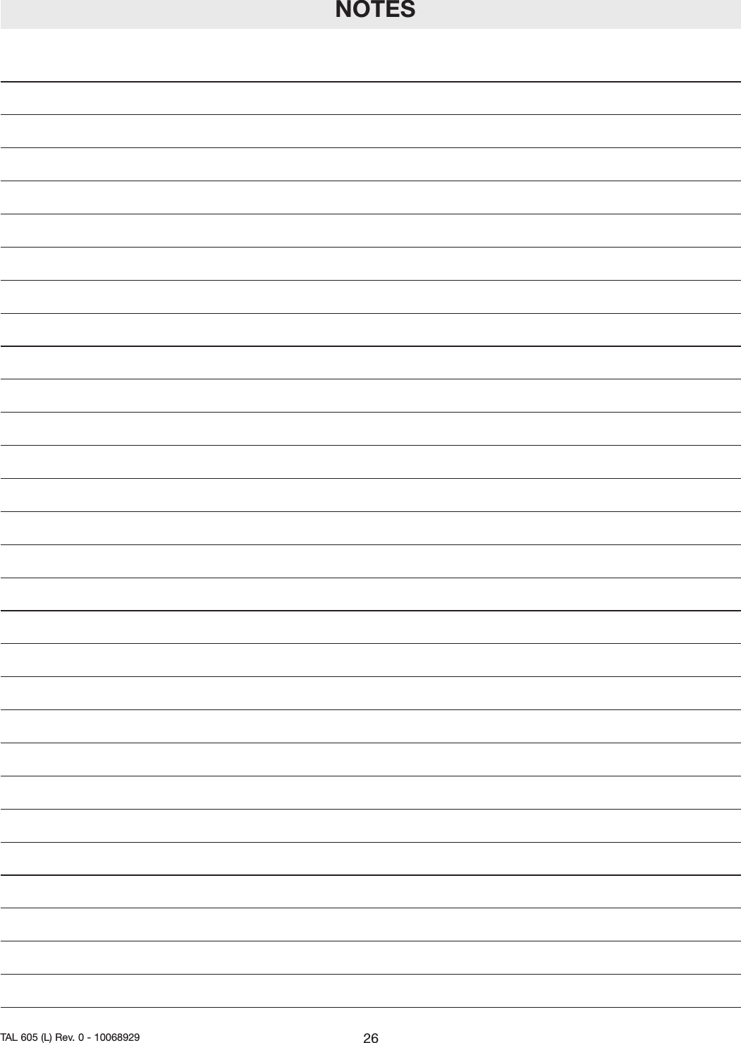 NOTES26TAL 605 (L) Rev. 0 - 10068929