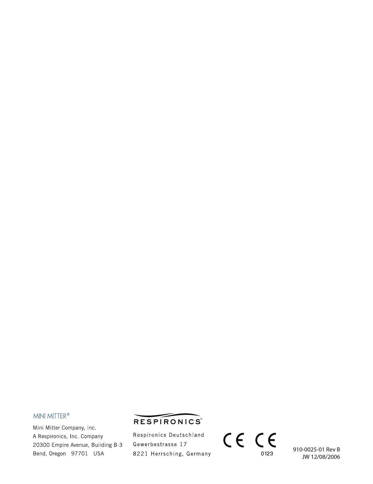 910-0025-01 Rev B JW 12/08/2006