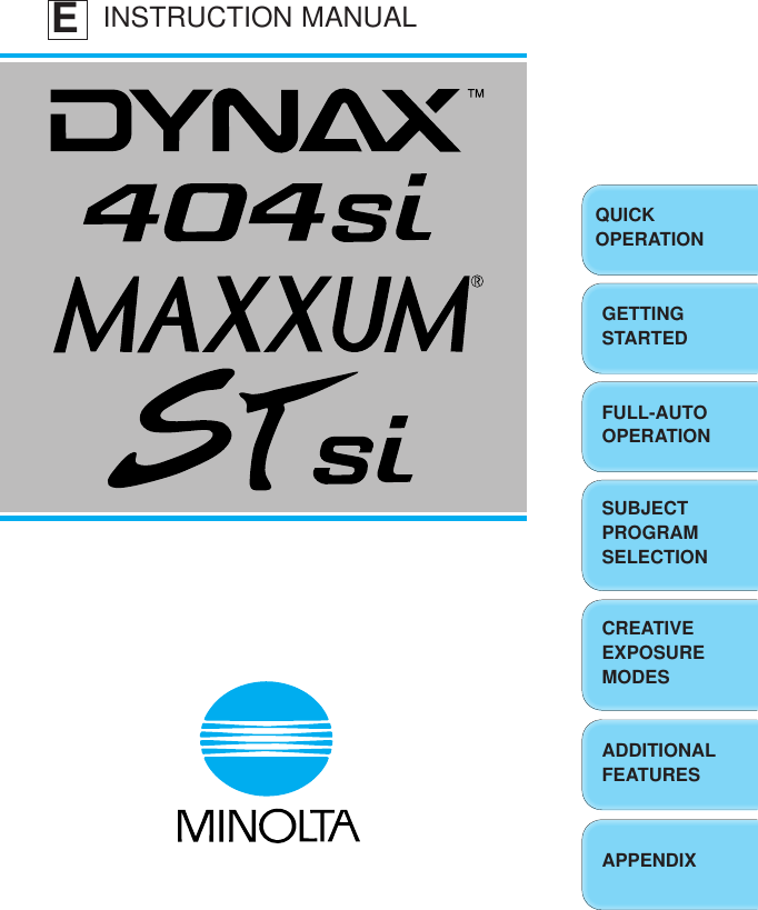 Manuel d'utilisation Minolta Dynax 404si / MAXXUM STsi