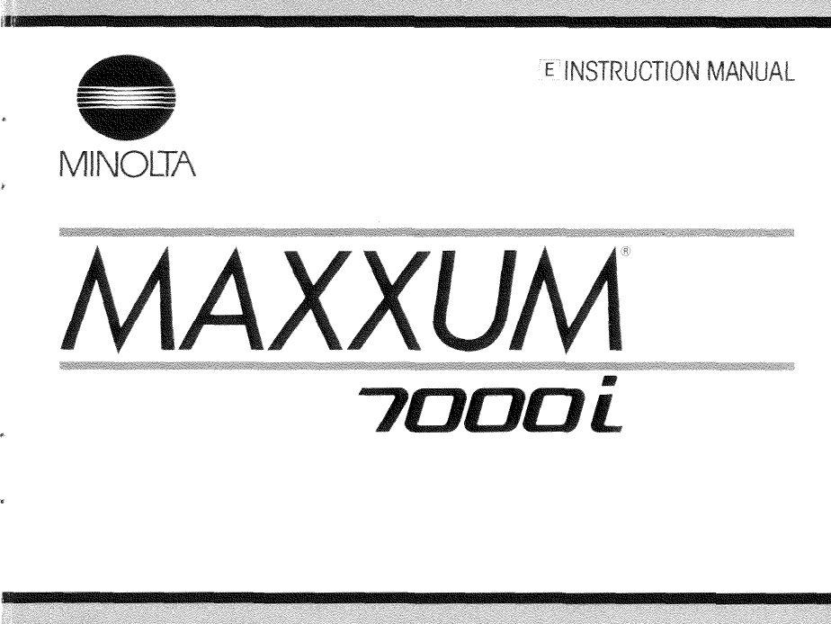 Minolta Maxxum 7000I Instruction Manual