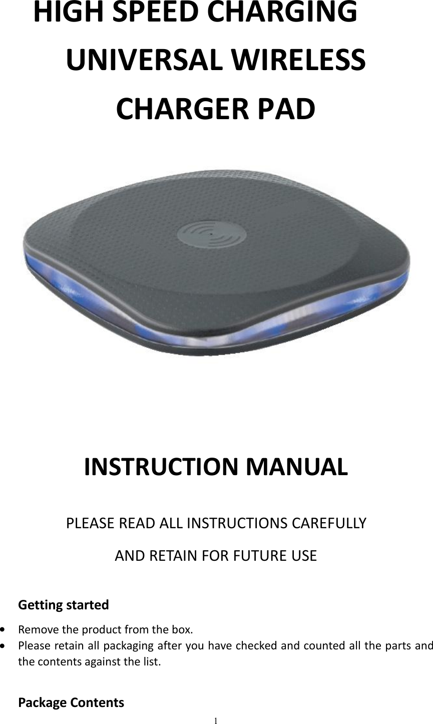 Page 1 of Minsuo MP-132 Wireless Fast Charger User Manual 