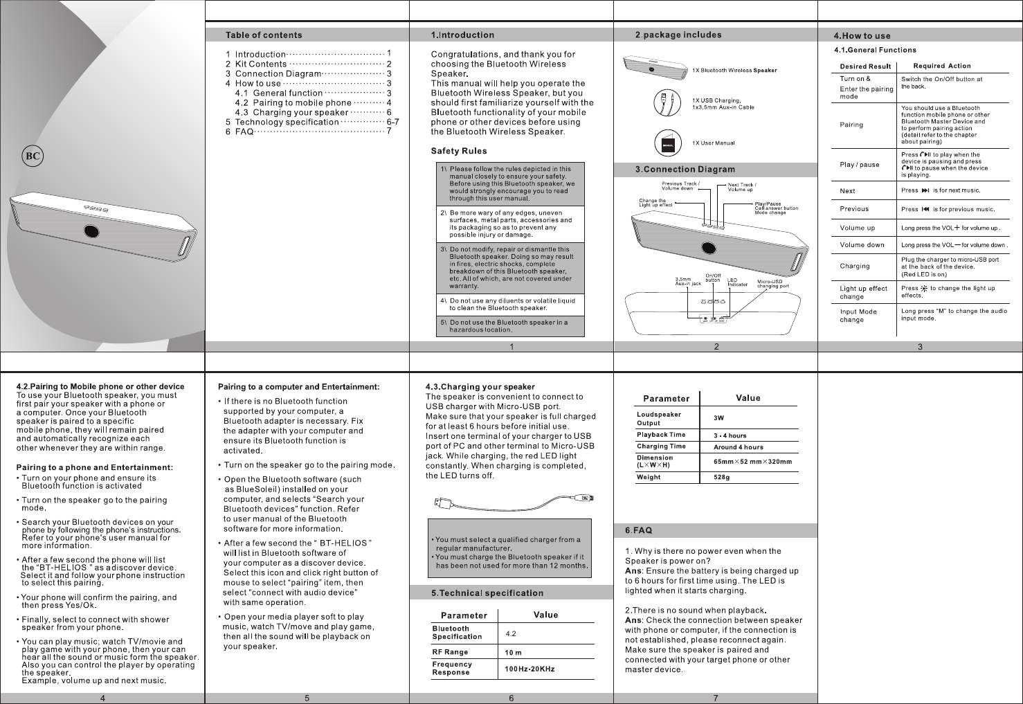 Page 1 of Minsuo SP-150 Bluetooth light up speaker User Manual manual