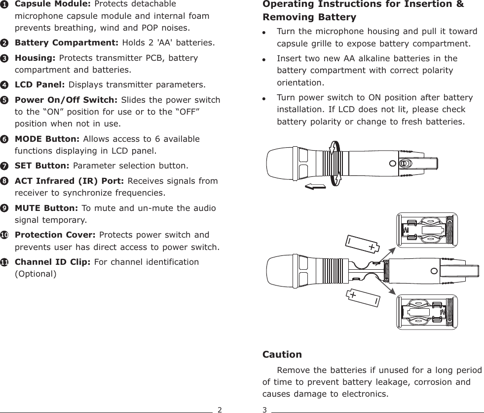 Page 4 of Mipro Electronics Co ACT70HC18 Transmitter User Manual ACT 70H 2CE466C X3 201402