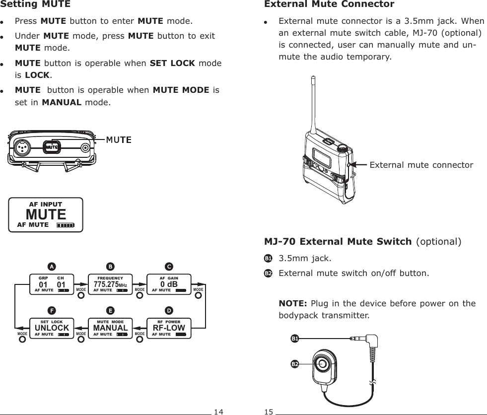 Page 10 of Mipro Electronics Co ACT70TC18 Transmitter User Manual ACT 70TC 2CE513A  201405