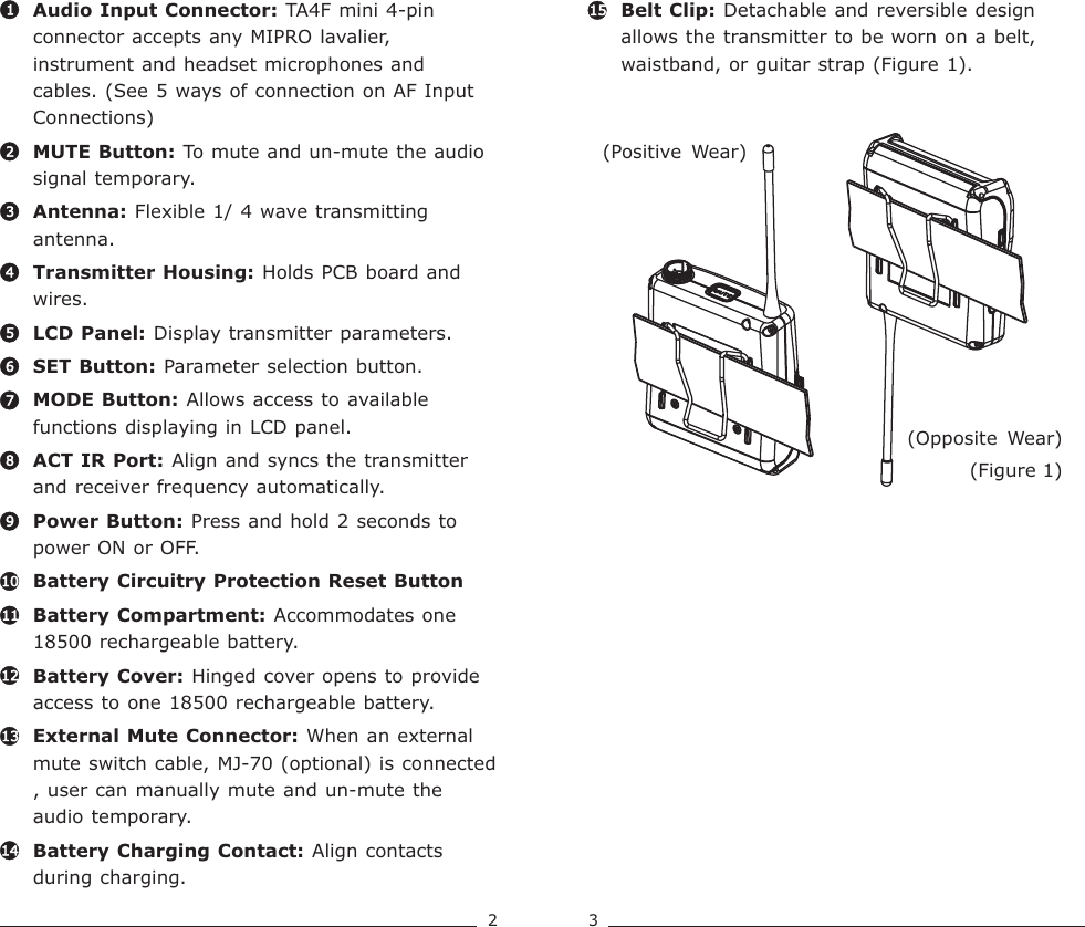 Page 4 of Mipro Electronics Co ACT70TC18 Transmitter User Manual ACT 70TC 2CE513A  201405