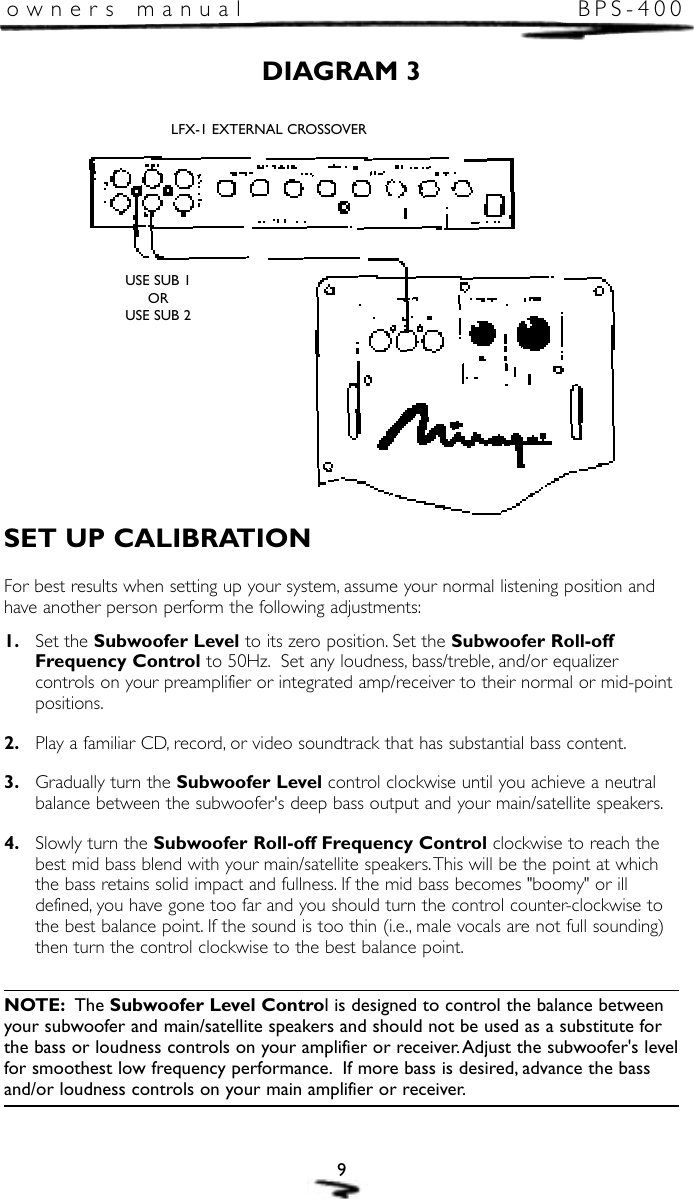 Page 10 of 12 - Mirage-Loudspeakers Mirage-Loudspeakers-Mirage-Bps-400-Users-Manual- Mir. BPS400 (E&F)  Mirage-loudspeakers-mirage-bps-400-users-manual
