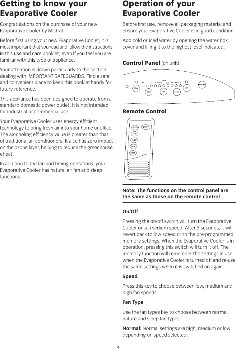 Mistral Mec1R Users Manual Operating Instructions 8 Litre Evaporative