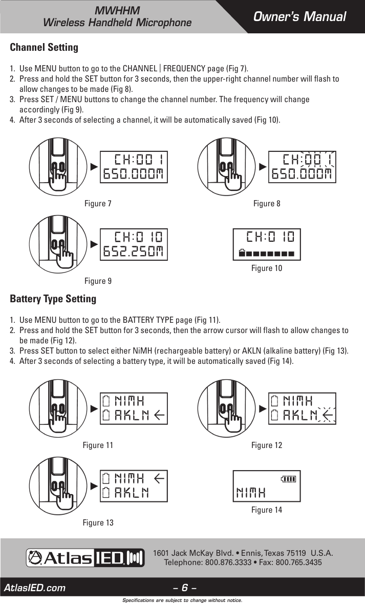 Page 6 of Mitek MWHHM Wireless Microphone User Manual