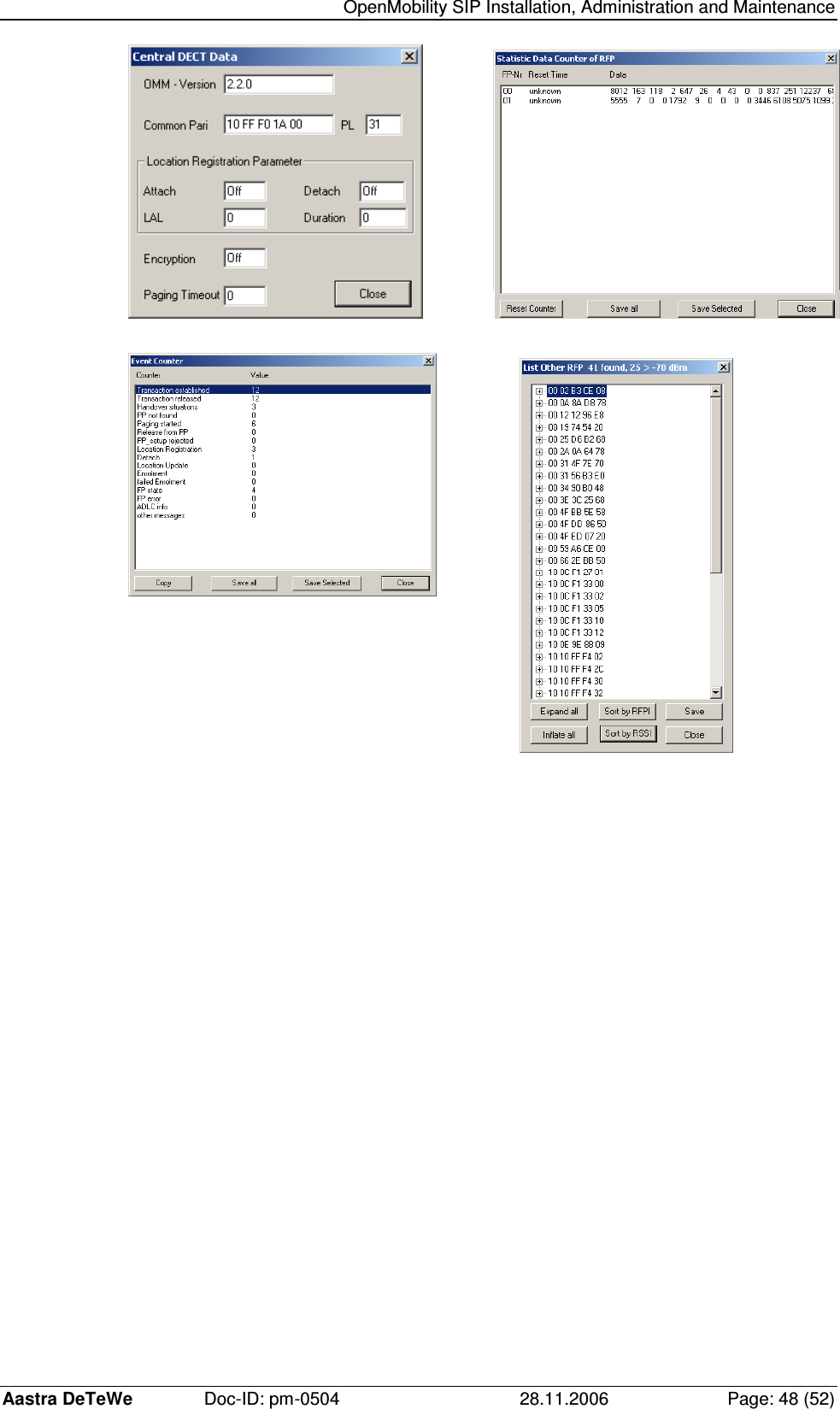   OpenMobility SIP Installation, Administration and Maintenance Aastra DeTeWe  Doc-ID: pm-0504  28.11.2006  Page: 48 (52)         