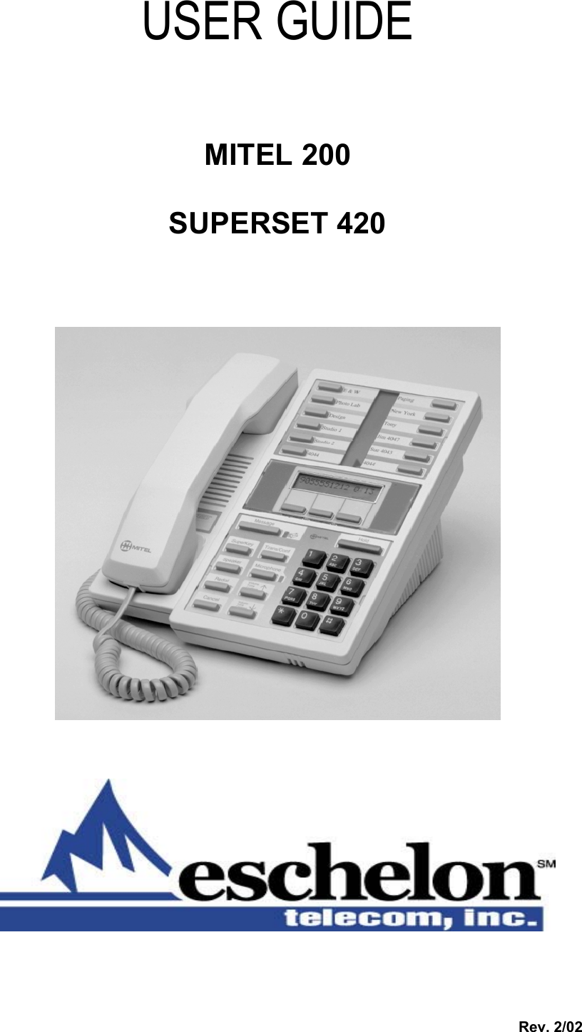 Page 1 of 7 - Mitel Mitel-200-Users-Manual 200 Superset 420 With Vmail - User Guide