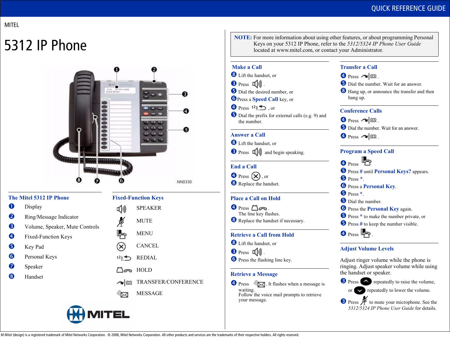 Page 1 of 2 - Mitel Mitel-5324-Ip-Phone-Users-Manual- 5240 Quick Reference Guide  Mitel-5324-ip-phone-users-manual