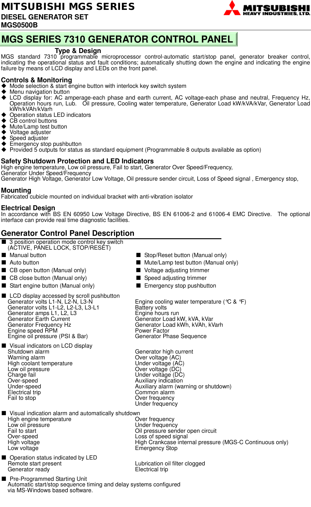 Page 3 of 4 - Mitsubishi 5P-H5F MGS SERIES 560 CONTROL PANEL User Manual  To The 5c219300-3202-4d1e-8773-f8b6084f2897