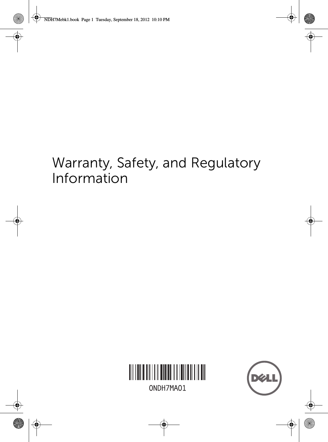 Warranty, Safety, and Regulatory InformationNDH7Mebk1.book  Page 1  Tuesday, September 18, 2012  10:10 PM